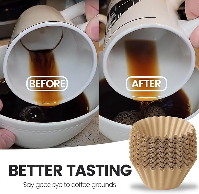 MIMORE Coffee Filters - 150 PCS Percolator Coffee Filters for Farberware 4 Cup, Presto 6 Cup, Coletti 6 Cup, Elite Gourmet EC140 - Disposable Basket Coffee Filter Unbleached