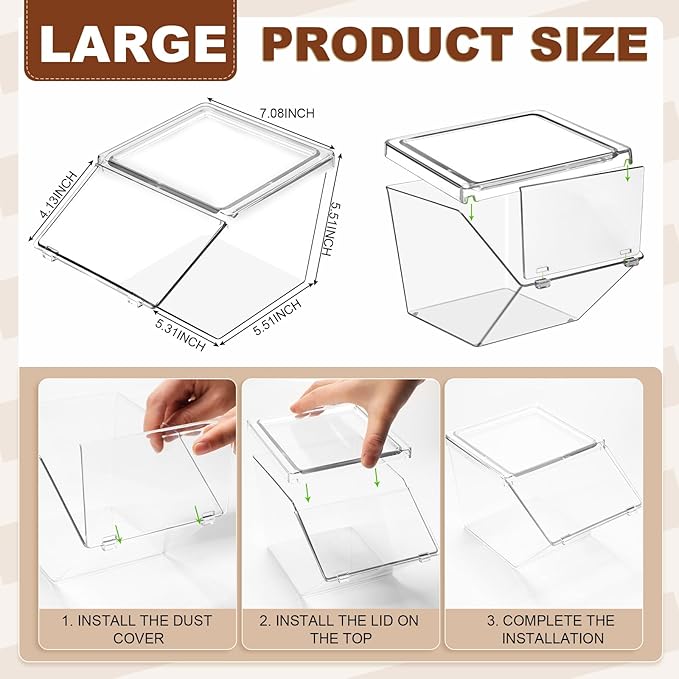 Yerliker 8 Pcs Clear Plastic Storage Bins with Lids Stackable Pantry Storage Organizer Kitchen Cabinet Organizers Ideal Containers for Coffee Pod Tea Sugar Bag Cabinet Home (Extra Large)