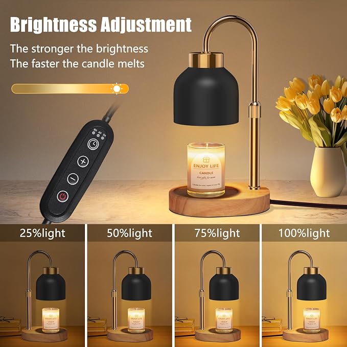 seenlast Candle Warmer Lamp with Dimmer Adjustable Height, 2/4/8H Timer,Vintage Home Decor for Scented Jar