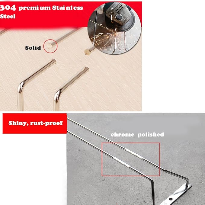Wine Glass Rack,Stainless Steel Chrome Finish Under Cabinet Hanging Stemware Holder with Screw For Kitchen/Bar/Restaurant (21.6"/55cm)