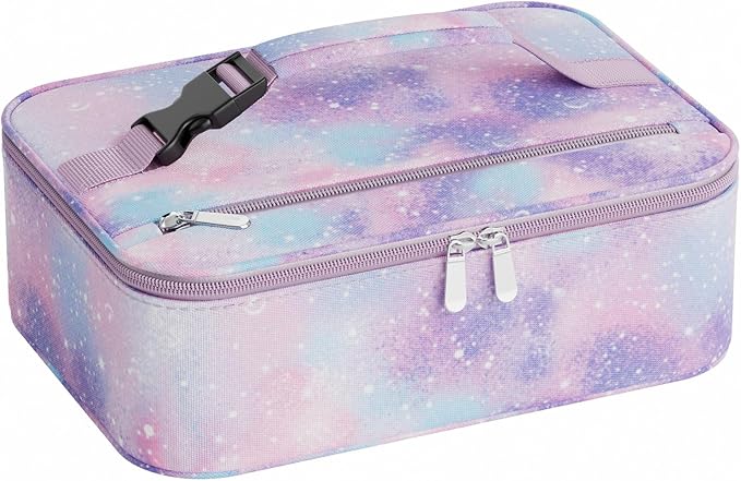Small Lunch Box Insulated Lunch Bag for Women Men, Bento Kids Lunch Box, Compact Portable Thermal Meal Cooler Bags with Buckle Handle for Work & School, Pink Astral 5L