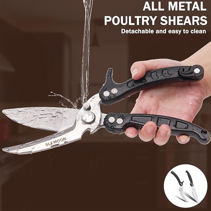Heavy Duty Kitchen Poultry Shears Black,2pcs set