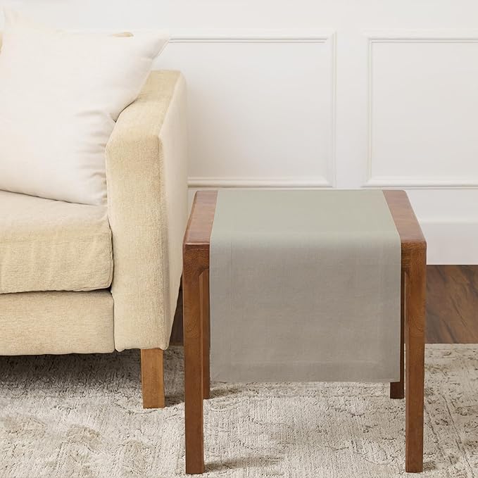 Solino Home Linen Natural Table Runner 36 Inches - 100% Pure Linen Small Table Runner 14 x 36 Inch Ideal for Dresser and Coffee Tables - Spring, Summer - Fete
