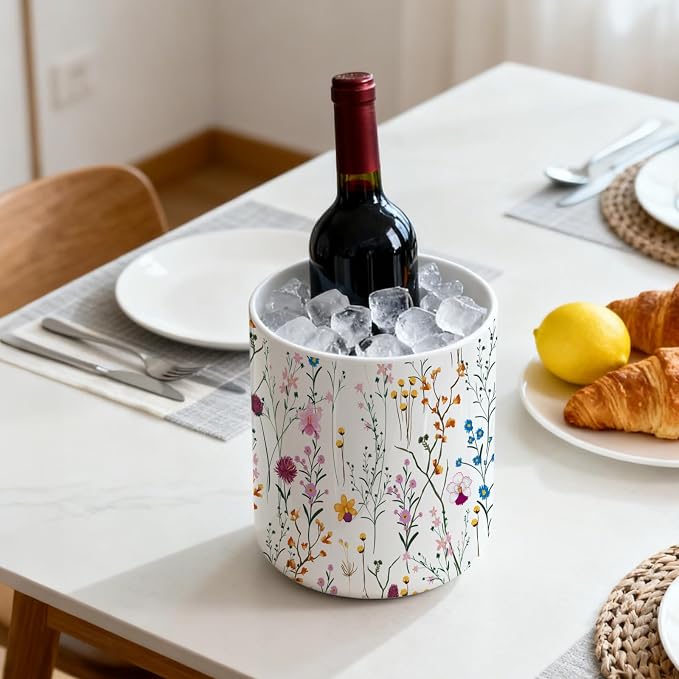 Wildflowers Utensil Holder,Countertop Ceramic Utensil Holder,Large Cooking Utensil Crocks for Kitchen Counter Decor,Ceramic Vase for Kitchen Utensils, H6.3 xD4.7(Wildflowers)