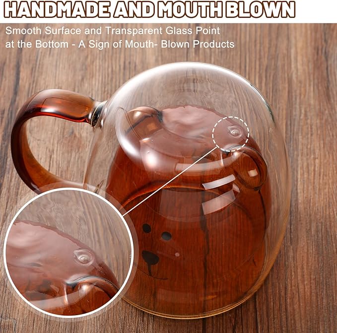 Patelai Cute Bear Tea Cup Double Wall Glass Milk Coffee Bear Mug with Handle Insulated Espresso Christmas Beer Cup Cute Birthday Gift for Women Men Valentine, 250 Ml/ 8. 4 oz(Brown,1 Piece)