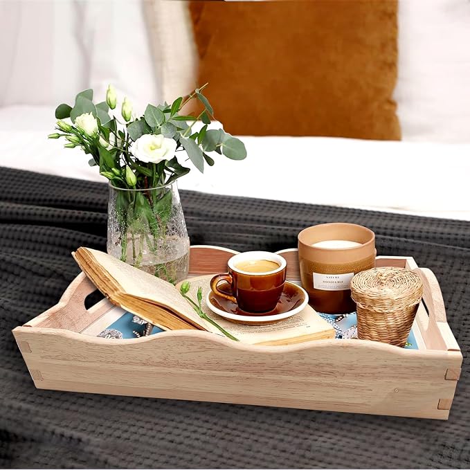 BAYUNOE DIY Diamond Serving Tray Rectangular Breakfast Tray with Handle Handmade Diamond Art Painting Wooden Tray Spring Creative Dinner Plate Coffee Room Living Home Organizer-Bird Flower