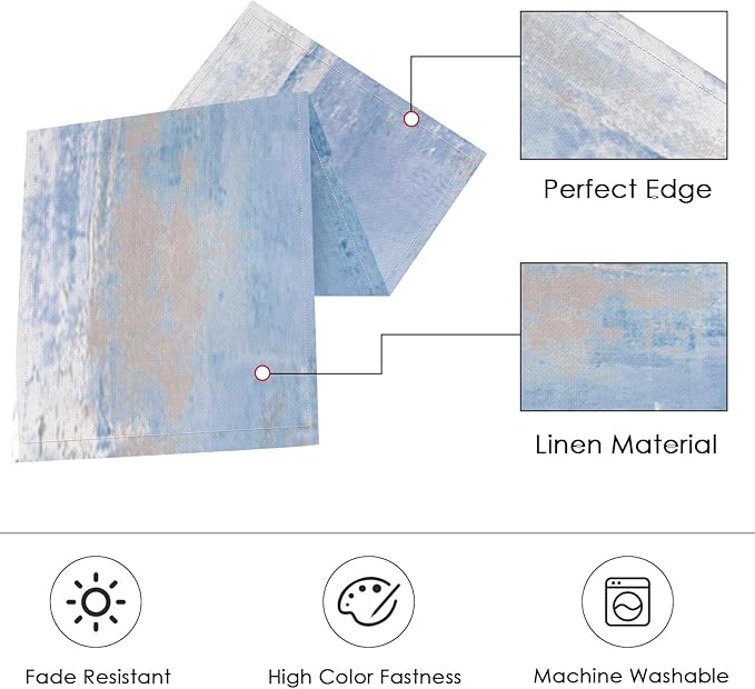 Emvency Navy Blue White Abstract Table Runner and Placemats Set of 6,Vintage Retro Painting Watercolor Modern Art Dining Decor for Daily Use(1 Table Runner 72 inches Long and 6 Placemats)