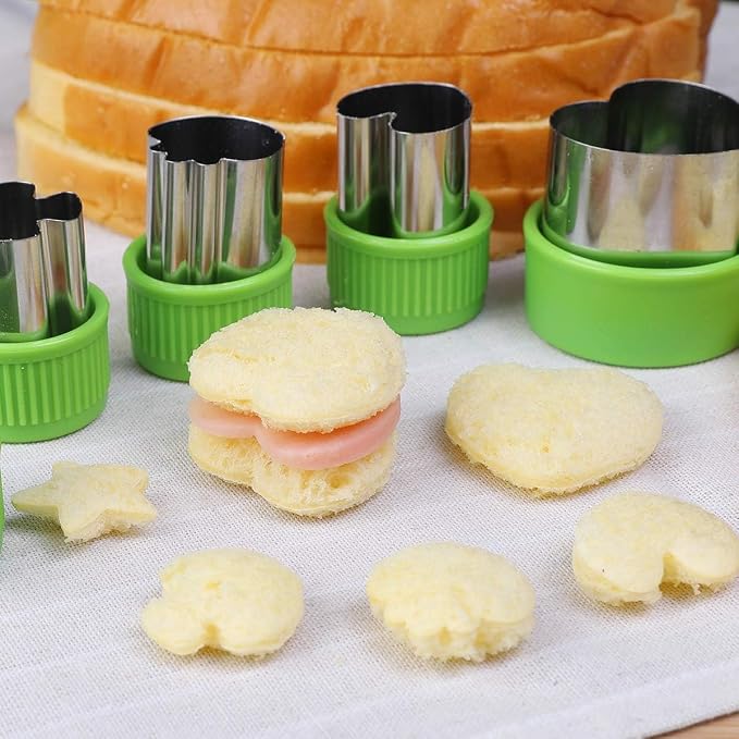 Vegetable Cutter Shapes Set for Kids – 20 Stainless Steel Mini Cookie & Fruit Cutters + 20 Cute Animal Food Picks & Forks – Bento Tools for Baking, Sandwich, Cheese, and Lunch Prep