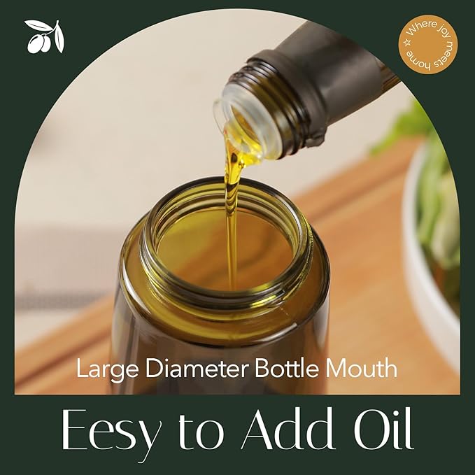 YARRAMATE 16oz/470ml Light-Blocking Dark Oil Sprayer for Cooking, 2 in 1 Olive Oil Dispenser Bottle for Kitchen,Dark Green Glass Oil Bottle, Food-Grade Oil Mister for Air Fryer, BBQ (LotusRootPink)