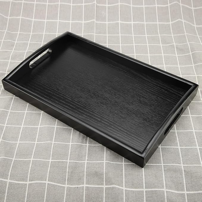 14 Inches Large Wooden Serving Tray with Handle Multipurpose Smooth Finish Tea Coffee Snacks Breakfast Tray for Home Office