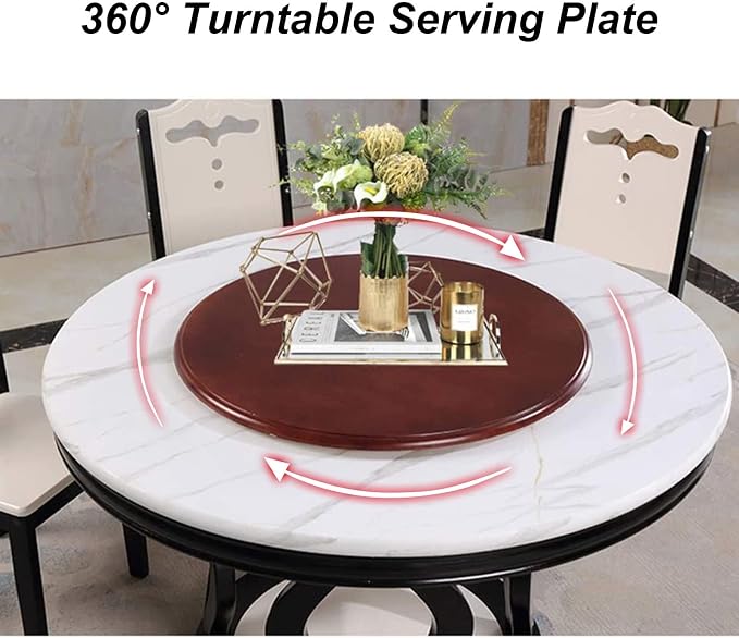 Rotating Serving Tray Round - Wooden Lazy Susan Turntable For Kitchen Dining Table Tabletop Turntable - Rotating By Hand, 360° Swivel Plate, Convenient Sharing Of All Dishes (Color : Black, Size : 1