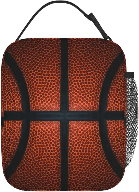 Basketball Ball Sport Appearance Insulated Lunch Bag Portable Reusable Zipper Lunch Box For Men Women Work Picnic Travel Camping