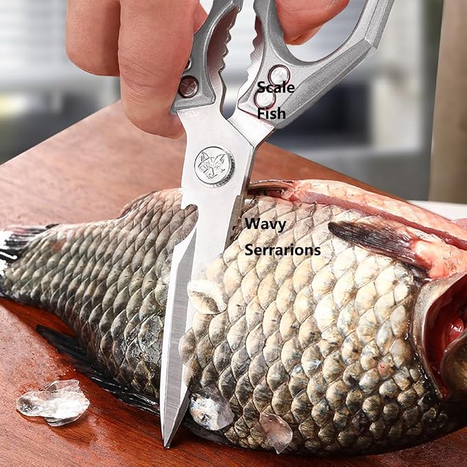 All Purpose Heavy Duty Kitchen Scissors for Food All Metal Cooking Shears for Poultry Meat Sea Food Dishwasher Safe