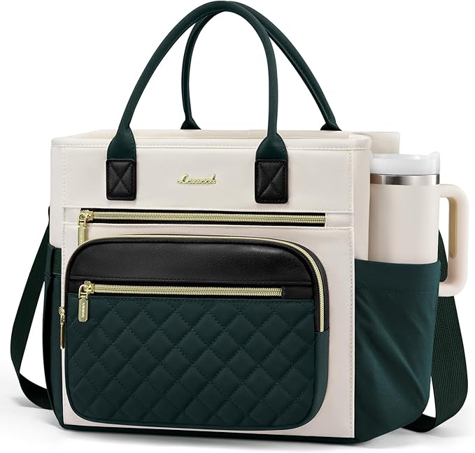 LOVEVOOK Insulated Lunch Bag Women,Wide Opening Adult Lunch Box Women with Cup Holder,Large Leakproof Cooler Bag for Work Picnic Beach Family College Mom,Lunch Teacher Tote Bag for Gift