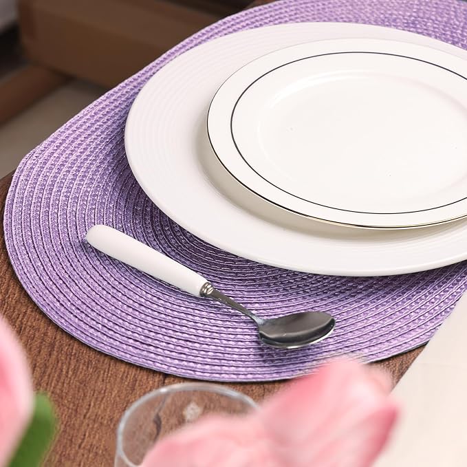 AHHFSMEI Placemats Set of 4 for Dining Table Washable Woven Non-Slip 18x12 inches Placemat Heat-Resistant Durable Table Mats for Dining Table Easy to Clean(Lavender Purple 4)