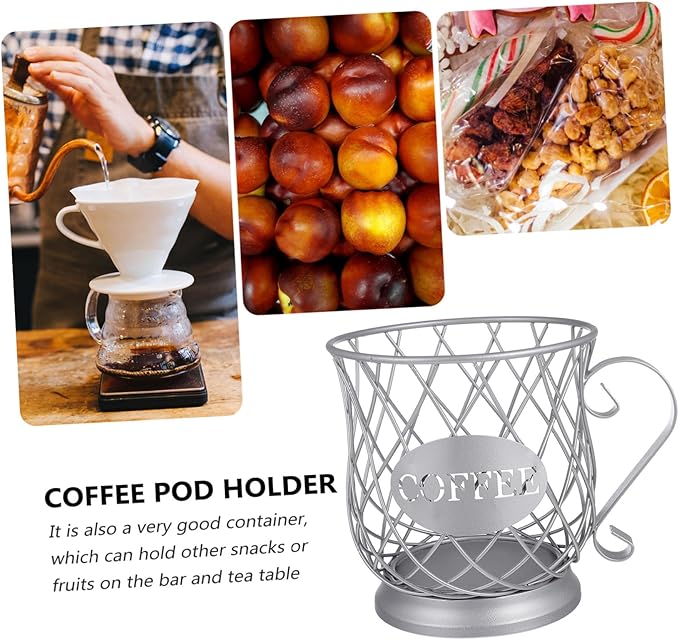 Cabilock Practical Coffee Storage Holder Organizer Mug Metal Basket for Capsules and Snacks