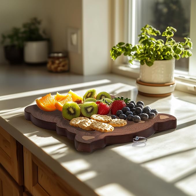 Animal Shaped Cutting Board, Decorative Hardwood Chopping Block for Kitchen Wall Hanging, Wooden (Piggy, 13"L x 10"W)