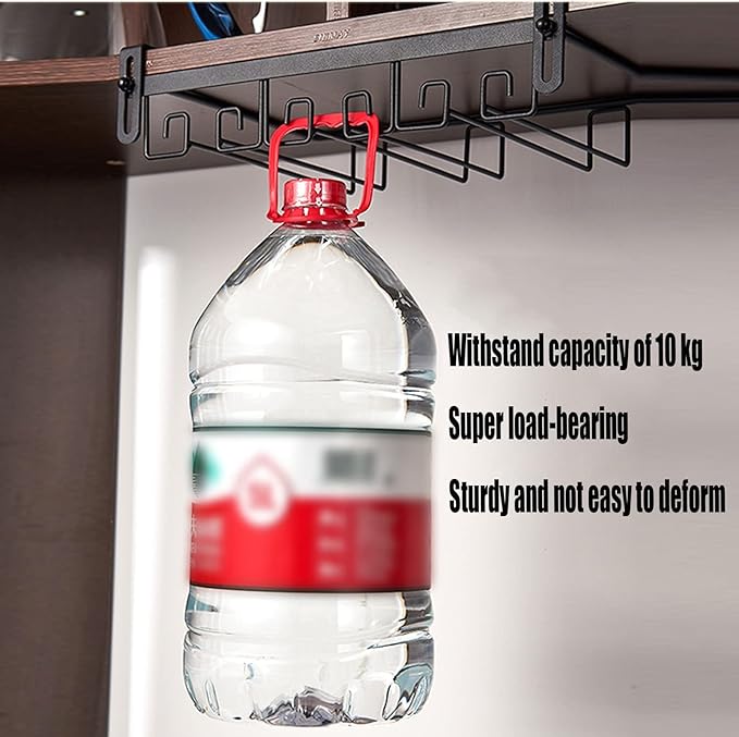Hanging Wine Glass Rack Black Adjustable, Solid Iron Wine Glasses Hanger, Metal Under Cabinet Stemware Rack 3 Rows, 4 Rows, Convenient Storage And Space-saving