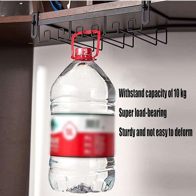 Hanging Wine Glass Rack Black Adjustable, Solid Iron Wine Glasses Hanger, Metal Under Cabinet Stemware Rack 3 Rows, 4 Rows, Convenient Storage And Space-saving