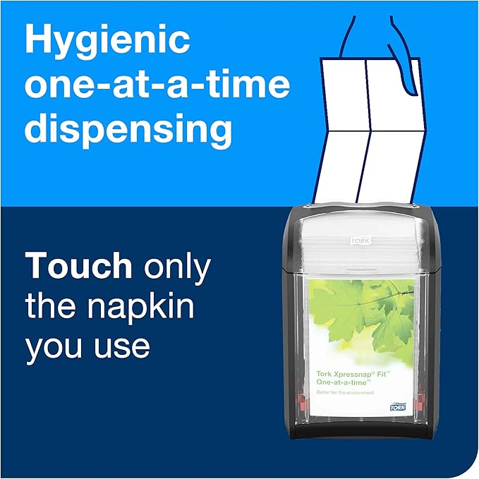 Tork Xpressnap Fit Counter Top Napkin Dispenser Starter Pack – 800743 – N14 Dispenser for Restaurants Include 2 x 120, 2-Ply, Natural Napkin Refill Packs