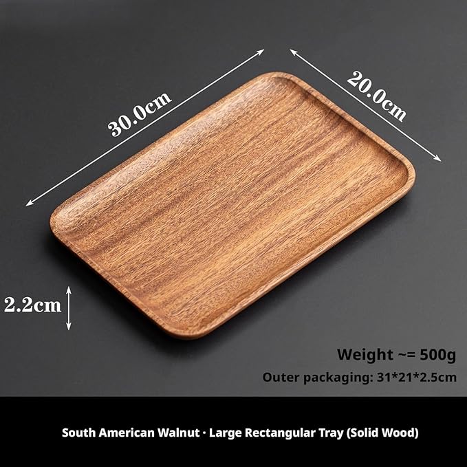 Walnut Wood Fruit Tray, Handmade Chinese Style Snack Serving Plate, Solid Wood Tea Dessert Tray for Dim Sum, Vintage Walnut Platter, Gift (Rectangular Plate(L))