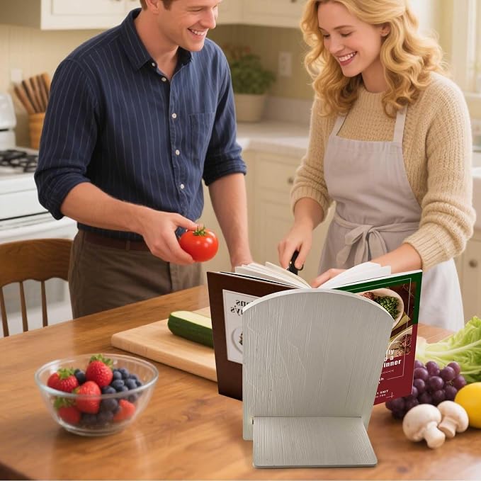 Cookbook Stand Recipe Book Holder: Vintage Cutting Board Style Cookbook Stand - Adjustable Display Stand as Kitchen Counter Decor - Recipe Book Holder for Counter