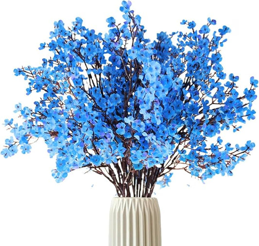 DoubleWood 10 Pcs Baby's Breath Artificial Flowers, Silk Flowers Gypsophila, Blue Flowers Artificial for Decoration, Indoor Floral Arrangement, Wedding Bouquets, Home Table Centerpieces (10, Blue)