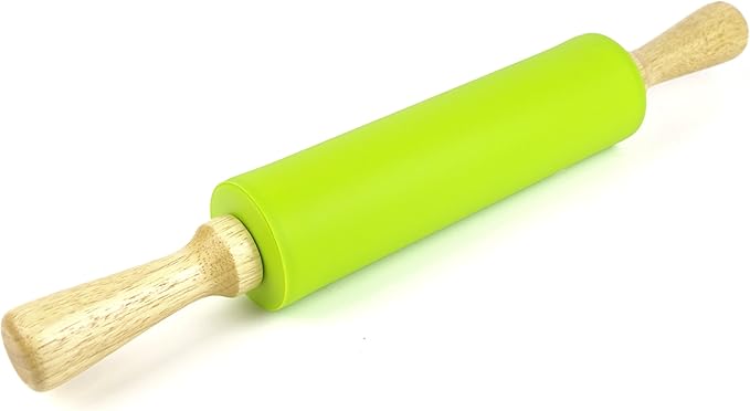 Silicone Rolling Pin for Baking Non-stick Rolling Pin Dough Roller Wooden Handle Kitchen Accessories Pastry Roller
