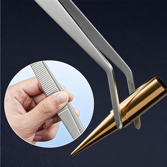 10Inch Fine-Tip Kitchen Tweezers Tongs – Extra-Long Stainless Steel Cooking Tweezers Dishwasher Safe for Grilling, Baking & Food Prep (10In Bent BBQ Tongs)