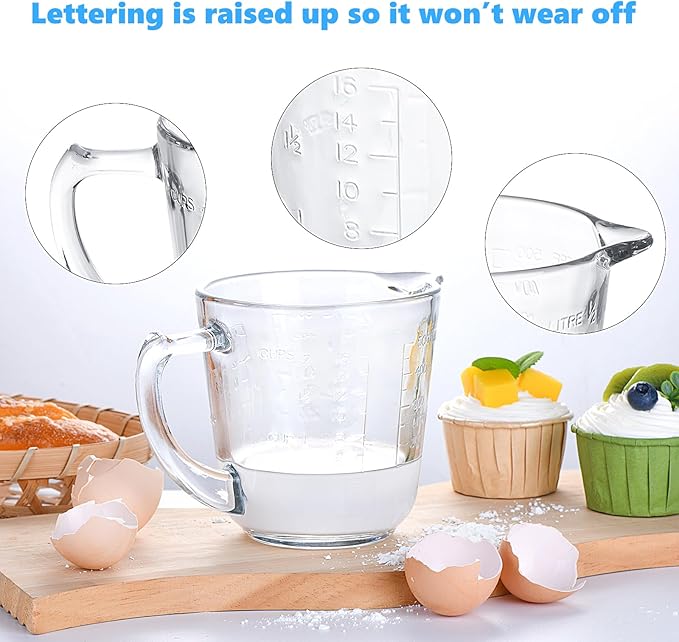 Left Handed Glass Measuring Cups for Left Hand People(2-Cup, 500 ml)