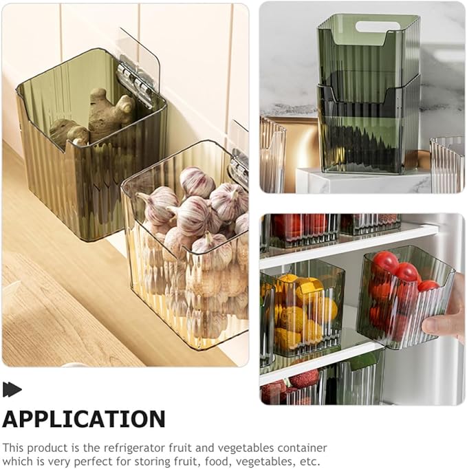 SHINEOFI 2pcs Refrigerator Storage Box Set for Fridge Side Door, Food Storage Containers with Classification Crisper, Kitchen Pantry Organizer in Dark Green