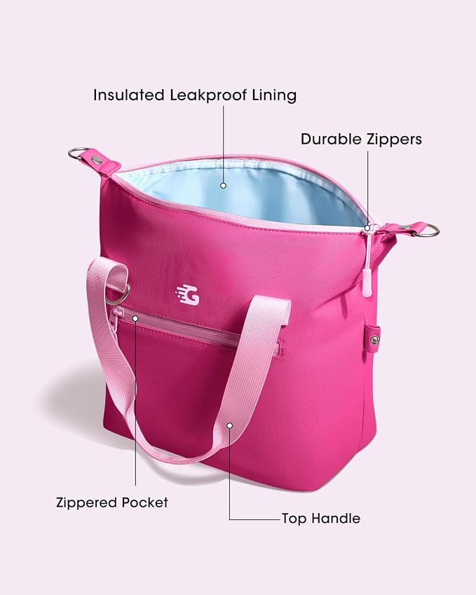 GLORIEROO Pastel Lunch Box Women | Insulated Soft Waterproof Leakproof Lunch Bag Cooler | Adjustable Strap | BPA-Free