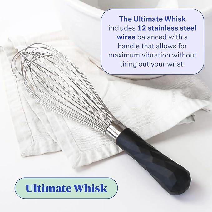 GIR: Get It Right 11" Stainless Steel Kitchen Whisk - 11.3" L x 2.8" W, Black - 12-Wire Design & Food-Grade Silicone Handle - Heat-Resistant to 425°F & Dishwasher-Friendly - Whisks for Cooking