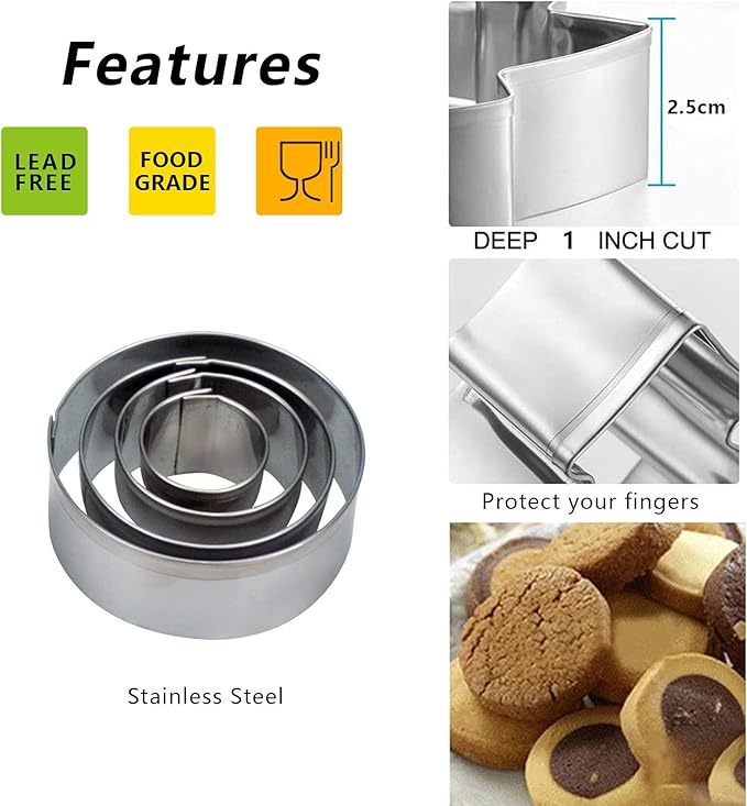 20 Pcs MINI Geometric Metal Cookie Cutters Set Fun Stainless Steel Biscuit Molds (Rectangular, Oval, Round, Square, Triangle) for Kitchen, Baking&Decorative Food, Kids, Christmas Holiday Party
