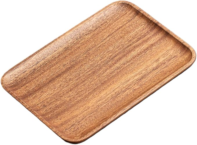 Walnut Wood Fruit Tray, Handmade Chinese Style Snack Serving Plate, Solid Wood Tea Dessert Tray for Dim Sum, Vintage Walnut Platter, Gift (Rectangular Plate(L))