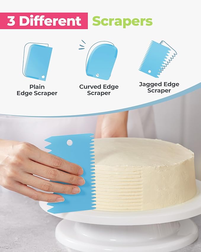 Kootek 124Pcs Icing Piping Bags and Tips Set, Cake Decorating Kit with 100 Anti Burst Piping Bags 12 Inch, 16 Icing Tips, Reusable Pastry Bag, 3 Scrapers, 2 Couplers, 2 Bag Ties (Blue)