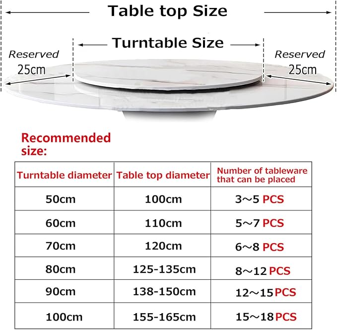 Dining Table Turntable Round Wooden Lazy Susan Serving Tray Large Ø50cm~100cm, 360° Rotating Tabletop Service Plate, Easy to Share Food, for Hotel Banquet Kitchen Swivel Plate(Black,Ø100cm)