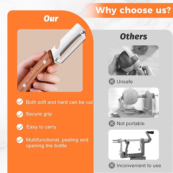 2-in-1 Vegetable Peeler with Bottle Opener, Multi-Functional Vegetable Peeler with Sharp Stainless Steel Blades, Suitable for Pumpkin, Papaya, Zucchini, Potato (1, Black Plastic)