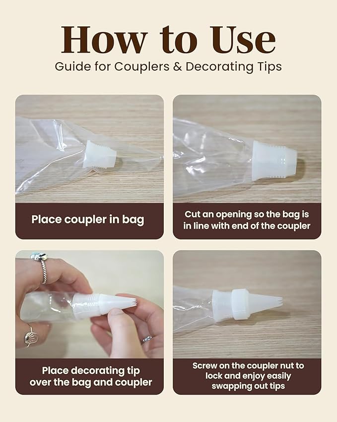 Cake Decorating Piping Bag Couplers - 10 Pieces Locking Nut Cake Decorating Supplies Icing Bag Connector Frosting, Pastry Kit Cupcake Decorating Kit, Baking Supplies, Fits Most Standard Tips