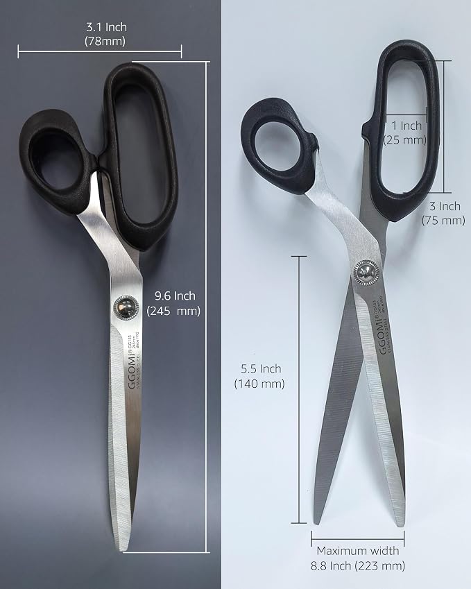 2.2T Stainless Blade Kitchen Scissors - 9.6in x 2Pack | Korean Style Sharp Heavy Duty All Purpose Kitchen Shears for Cooking Food | Barbecue Kalbi Rib Meat Cutting Dishwasher Safe (GG153, Black)