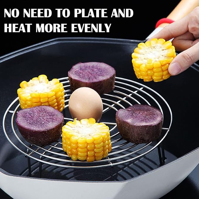 DOERDO Round Cooking Rack Cooking Trivet Rack Stand Stainless Steel Steamer Rack for Baking Canning Cooking, 16x16x4CM
