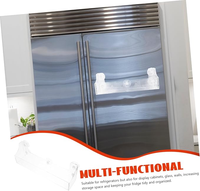 Ciieeo Suction Cup Acrylic Refrigerator Organizer Clear Storage Shelf for Maximizing Space Fridge for Spices and Soda Cans Versatile for Smooth Surfaces