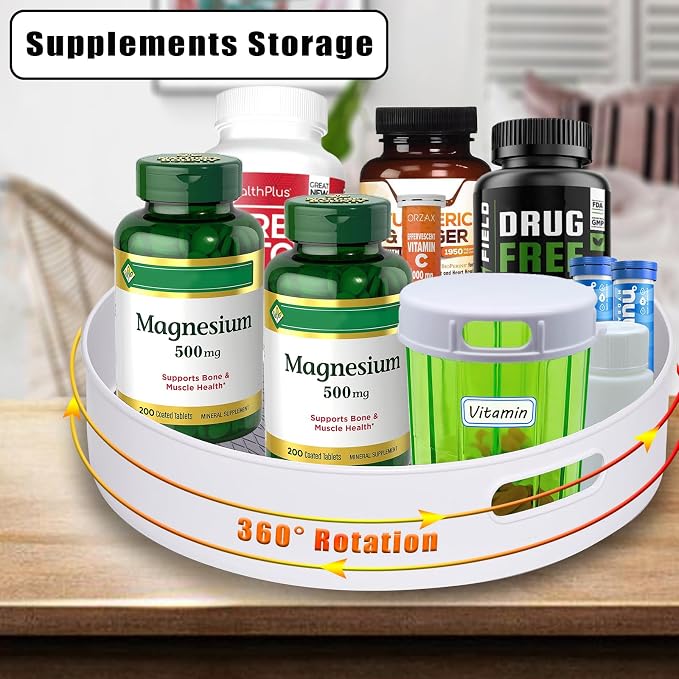 Lazy Susan Turntable 11.8 in 360 ° Rotates Multipurpose Round Turntable for Cabinet, Pantry, Kitchen, Countertop, Fridge, Bathroom Organizer (Large)