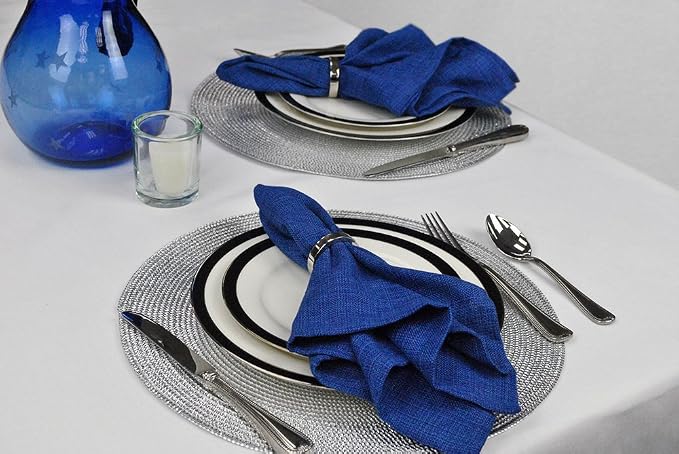 DII Woven Placemats Collection Metallic Round Placemat Set, 15", Silver, 6 Piece