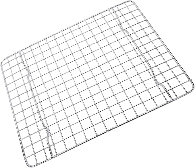 VINGVO Stainless Steel Cooling Rack, Wire Cookies Baking Drying Rack, Oven Baking with Support Feet, Ideal for Cookies, Cakes, Breads, Pizzas, Roasting Meats & Vegetables (25x19.5x1.5cm /