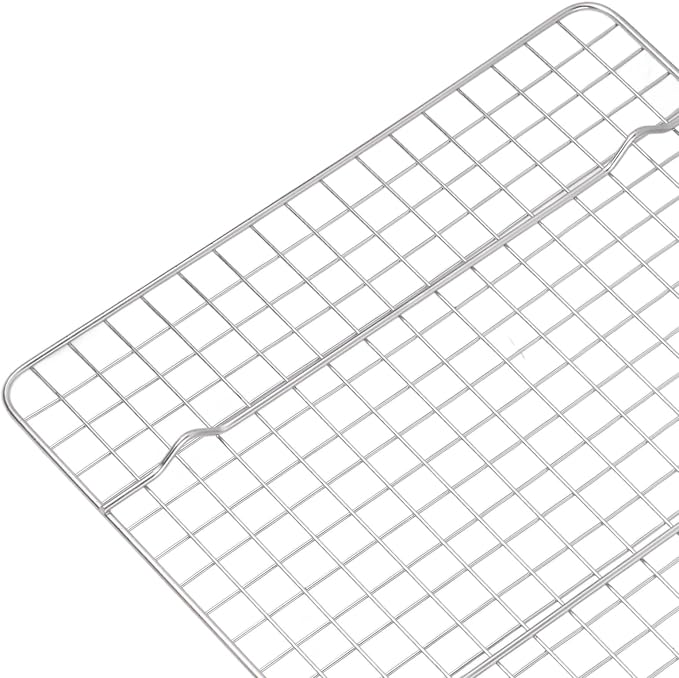 Checkered Cooling Rack, 304 Stainless Steel Wire Grid, 14.8 x 9.8 Inch - Deformation Resistance, Rust Proof, Perfect for Baking and Home Bakery Use
