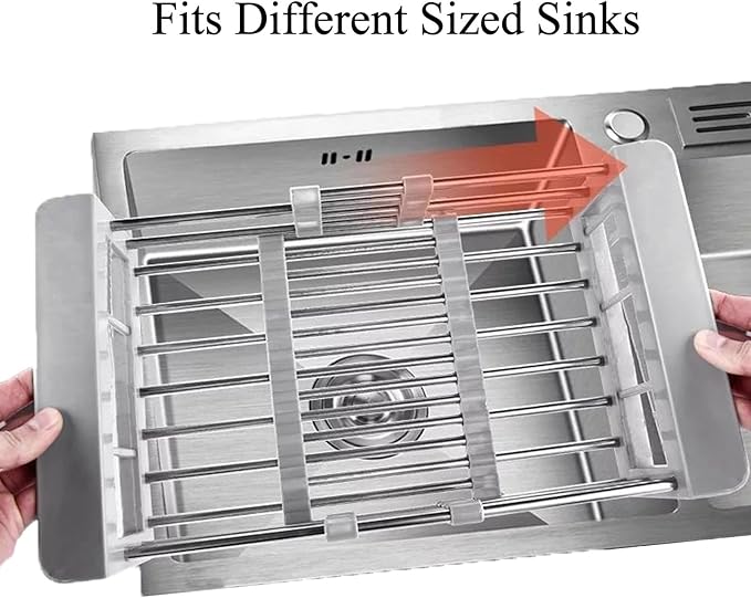 Small Dish Drying Rack - Extendable Dish Rack, Multifunctional Dish Rack for Kitchen Counter, Anti-Rust Dish Drainers with Cutlery and Cup Holders-Grey