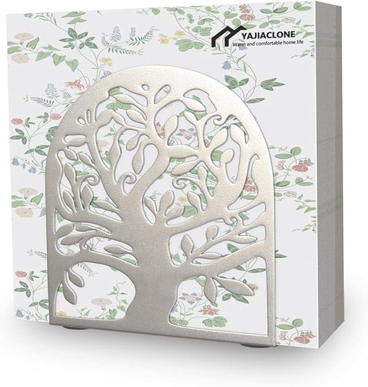 Metal Napkin Holder for Table – Decorative Tree of Life Napkin Holders for Kitchen & Dining Table, Fits Cocktail, Lunch Guest Paper Napkins, Silver Countertop Napkin Holder for Home, Restaurant & Bar