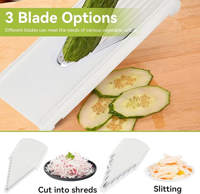 Mandoline Slicer, Adjustable Handheld Mandoline Slicer Stainless Steel Blade Vegetable Cutter for Fruits and Vegetables