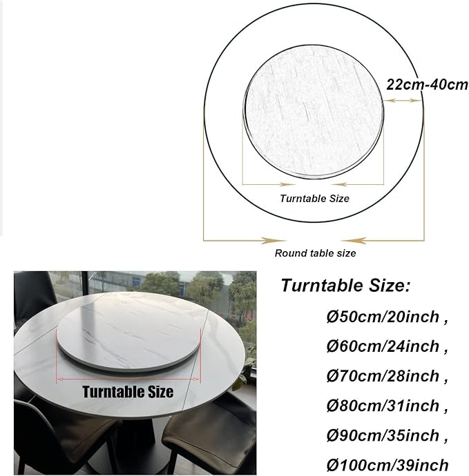 Round Rotating Serving Plate For Dining Table - Wooden Turntable Lazy Susan Smooth Surface, 360° Rotating Serving Tray Turntable For Family Dinner, Easily Share Food (Color : Black, Size : Ø100cm(39
